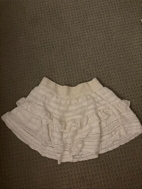 aerie White Lace Tiered Skater Skirt